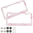 thumbnail image 1 of GZHJMY Valentine's Day Heart Rainbow License Plate Frames 2pcs, Waterproof Aluminum Alloy Front Rear Tag Car License Plate Cover with Screw Cap Set for US Vehicles, 12 x 6 Inch, 1 of 7