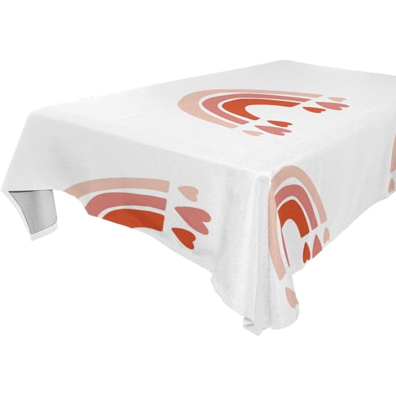 GZHJMY Valentine's Day Heart Rainbow Tablecloth, Rectangle Waterproof Washable Polyester Table Cover for Picnic Dinner Holiday Party Decor, 60 x 90 Inch