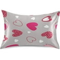 thumbnail image 1 of GZHJMY Valentine's Day Heart Satin Pillowcase, Soft Breathable Silk Pillow Case with Envelope Closure for Hair and Skin, Standard Size 26 x 20 Inch Home Decor, 1 of 7