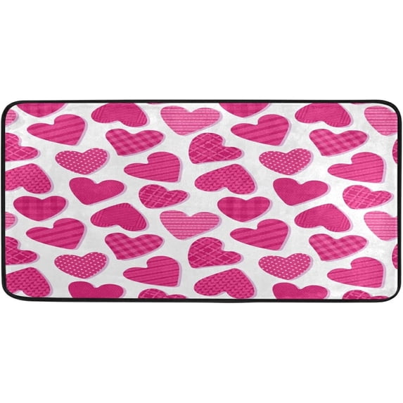 GZHJMY Valentine's Day Kitchen Rugs and Mats,Cute Love Heart Non Slip Washable Cushioned Carpets Polyester AntiFatigue Comfort Porch Floor Mat Doormate, 39"x 20"