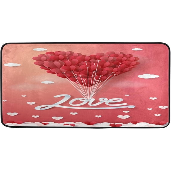 GZHJMY Valentine's Day Kitchen Rugs and Mats,Happy Romantic Valentine's Day Non Slip Washable Cushioned Carpets AntiFatigue Comfort Porch Floor Mat Doormate, 39"x 20"