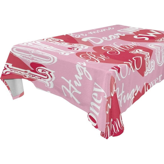 GZHJMY Valentine's Day Love Heart Tablecloth, Rectangle Waterproof Washable Polyester Table Cover for Picnic Dinner Holiday Party Decor, 60 x 108 Inch