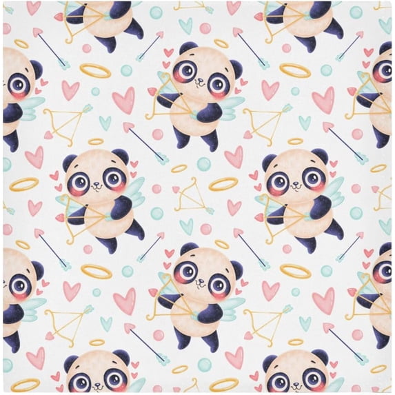GZHJMY Valentine's Day Panda Cloth Napkins 4 Pack - 20x20In Soft Washable Dinner Napkin Home Decor Napkin for Dinners Weddings Cocktail Kitchen Decorative Washcloths