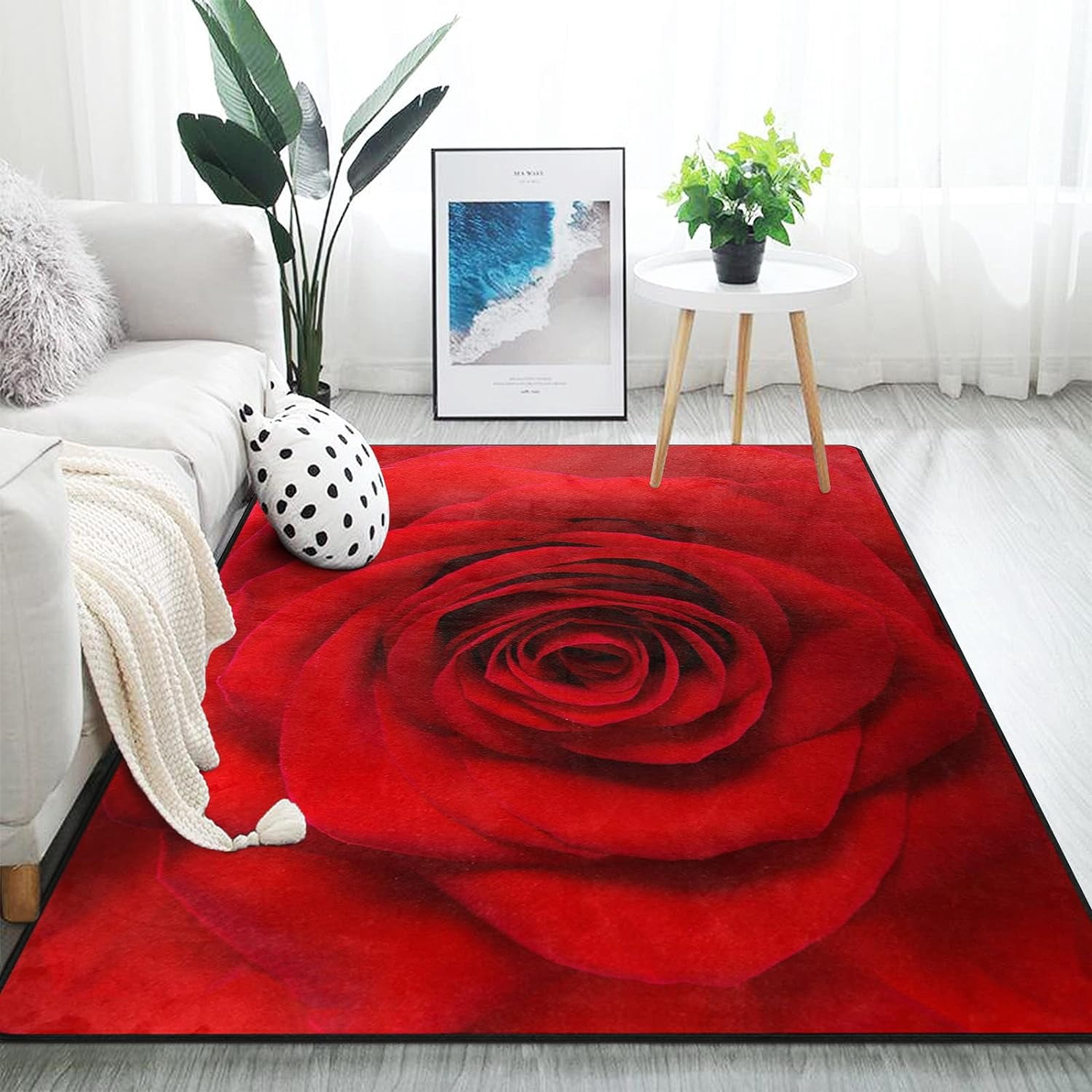 GZHJMY Valentine's Day Red Rose Flower Area Rug Living Room Rugs - 5'3 ...