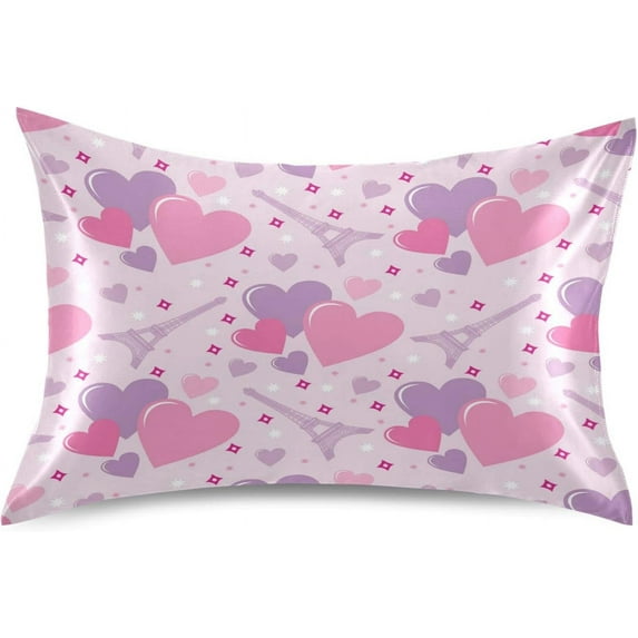 GZHJMY Valentine's Day Satin Pillowcases for Hair and Skin Soft Like Silk Pillowcase, Satin Cooling Pillow Cases with Envelope Closure, Comfortable and Breathable, 20" x 26" Home Decor