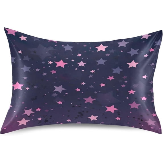 GZHJMY Valentine's Day Silk Pillowcase for Hair and Skin 1PCS,Shining Stars Satin Pillow Covers King Size 20×40In Home Decor
