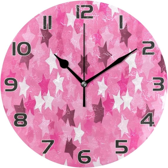 GZHJMY Valentine's Day Star Wall Clock, Silent Non Ticking Battery Operated Round PVC Clock for Kitchen Office School Home Decorative