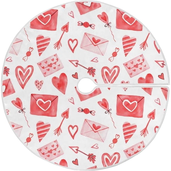 GZHJMY Valentine's Day Tree Skirt Home Decoration Large Round Hearts Christmas Tree Skirt for Holiday Party Home Christmas Day Ornaments, 35.4"