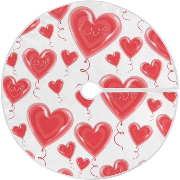 GZHJMY Valentine's Day Tree Skirt Home Decoration Large Round Hearts Christmas Tree Skirt for Holiday Party Home Christmas Day Ornaments, 47.2"