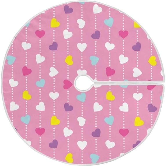 GZHJMY Valentine's Day Love Heart Tree Skirt, Double Layers Xmas Tree Skirts for Valentine's Day, Holiday Party Indoor Outdoor Home Office Ornaments, 48"