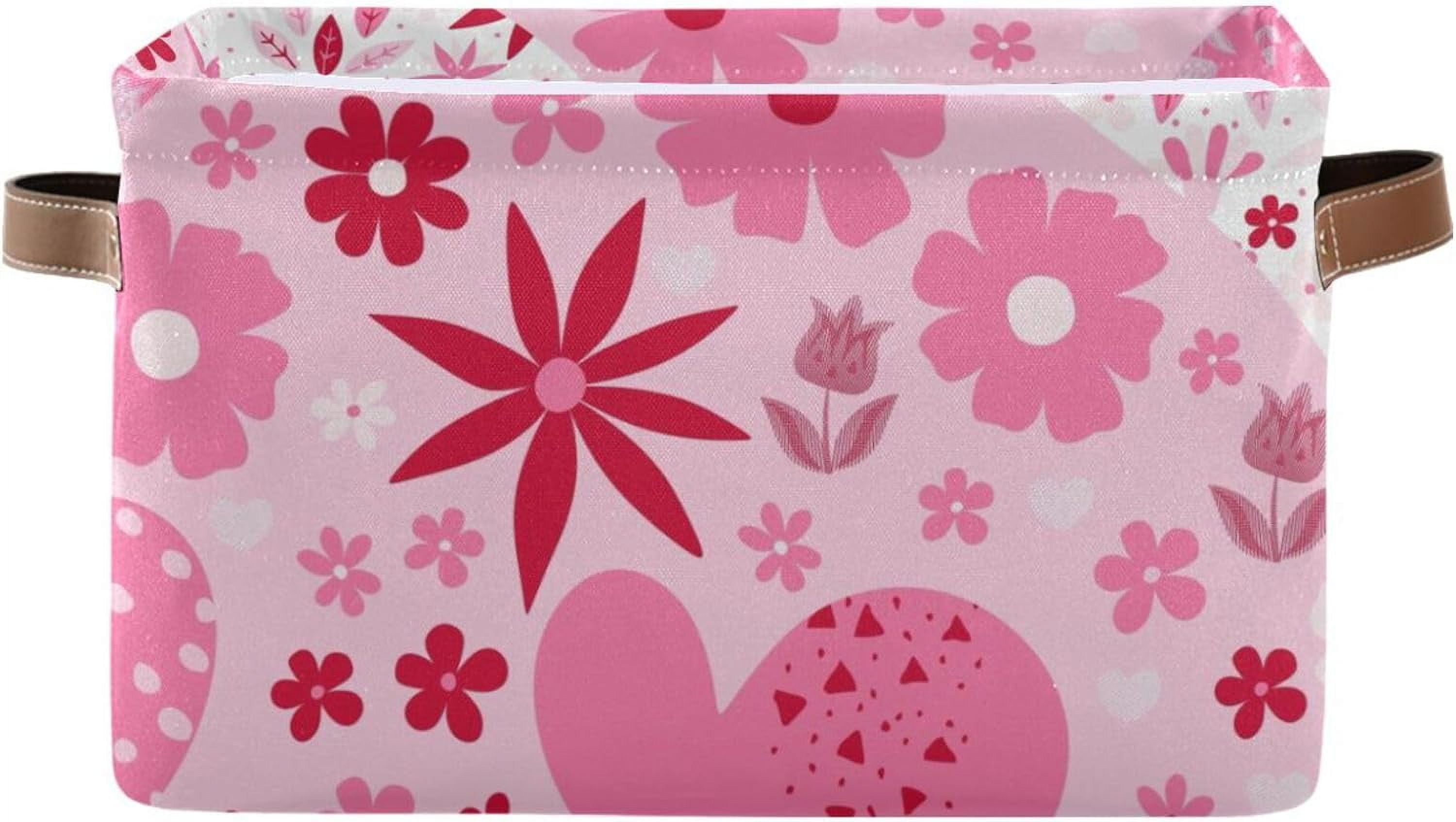 Pink Woven Fabric Lidded Storage Basket main image 1