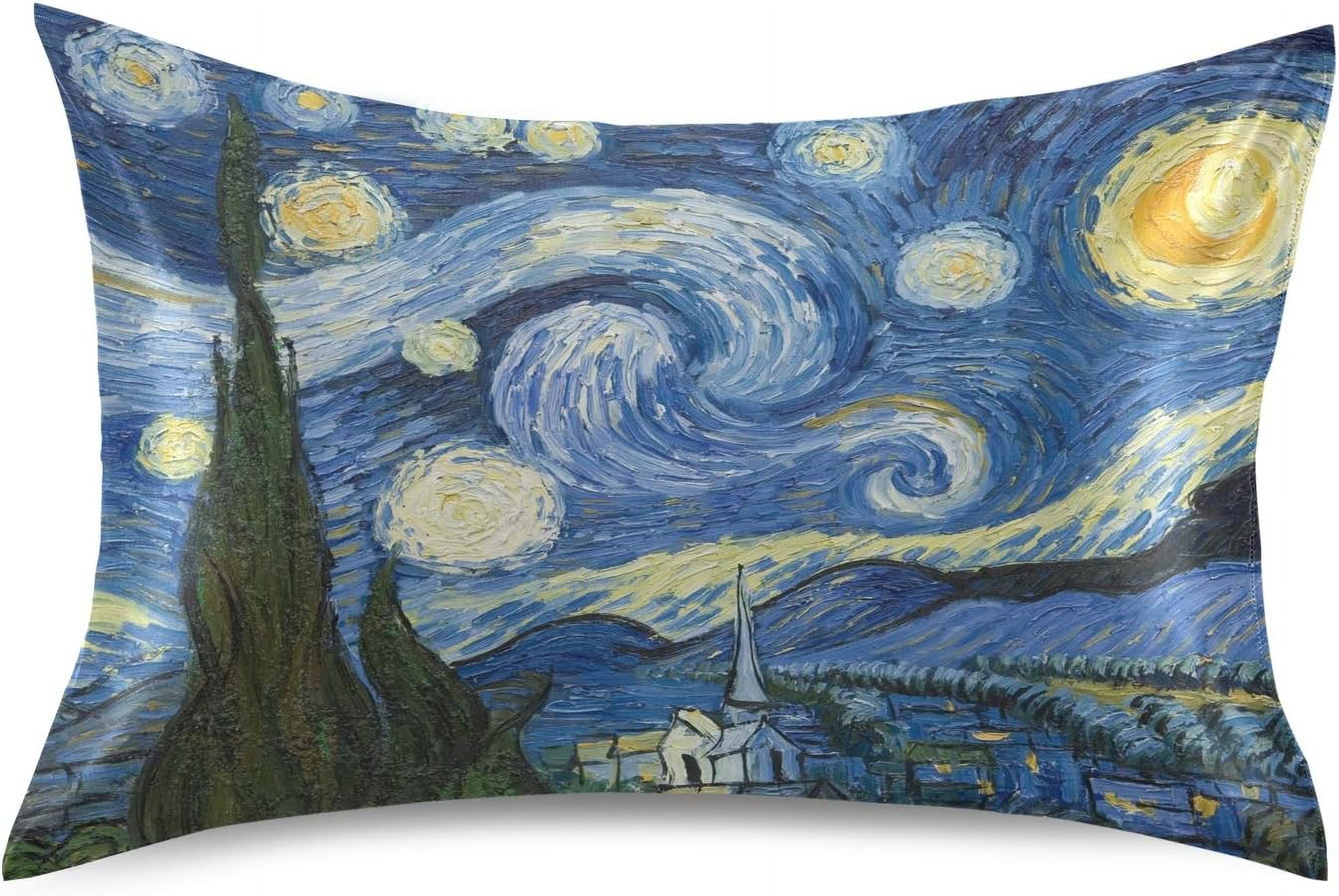 The Starry Night Pillowcase – Queen Size 20x30 Inch, Van Gogh Print, Soft Brushed Microfiber, Hidden Zipper, For Hair & Skin Care - View #11
