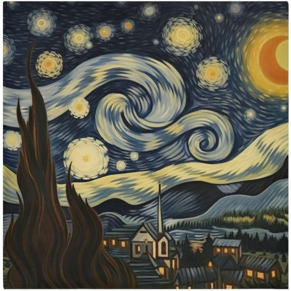 GZHJMY Van Gogh's Starry Sky Cloth Napkins Set of 4,Reusable Washable Polyester Dinner Table Napkins for Kitchen,Dining,Restaurant,Party Decoration