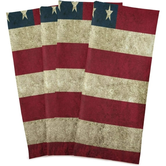 GZHJMY Vintage American Flag Kitchen Dish Towels Set of 4,Dishcloths,Absorbent Soft Towels Hand Towels, Tea Towels,18" x 28"