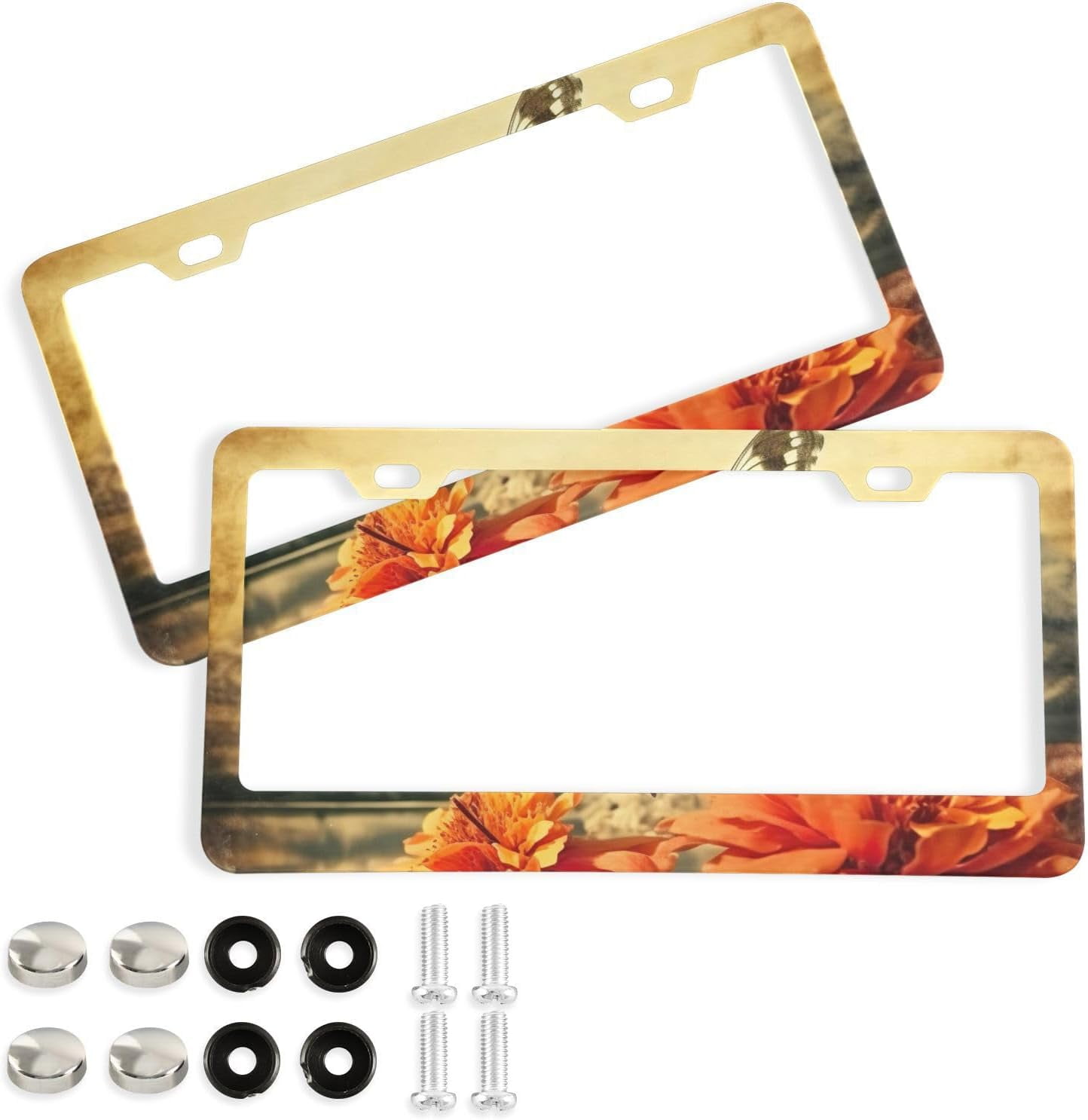 Colorful Butterfly License Plate Frames – 2 Pack, Stainless Steel, Rust-Proof, Fits Standard 12"x6" US Plates, Decorative Car Accessory - View #12