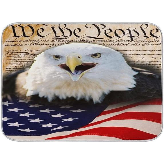 GZHJMY Vintage Constitution of America Vulture Absorbent Dish Drying Mat, 16 x 18 Inches Microfiber Kitchen Countertop Table Protector Multi-purpose Counter Rack Sink Drainer Pad