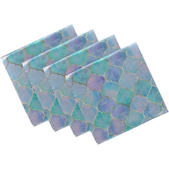 GZHJMY Vintage Decorative Moroccan with Gold Line Cloth Napkins, Set of 4 20 x 20 Inch Soft & Comfortable Polyester Dinner Napkin for Family, Restaurant, Weddings, Parties