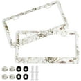 thumbnail image 1 of GZHJMY Vintage Dragonfly Flower License Plate Frame 2 Pack 2 Holes Car Aluminum License Plate Holder Automotive Parts Decoration Universal with Screw Caps Cover, 1 of 7