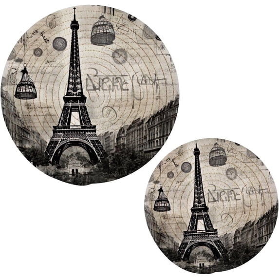 GZHJMY Vintage Eiffel Tower Trivets Pot Holders Set of 2 Decoration Potholders Pure Cotton Thread Weave Trivets, Coasters, Placemats, Spoon Rest for Cooking for Kitchen Pans Bowl Teapot