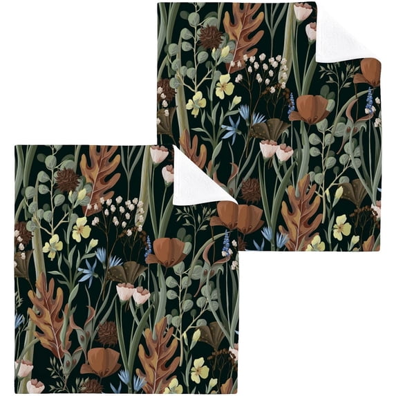 GZHJMY Vintage Ferns Wash Cloth Set of 4, 12 x 12 Inch Cotton Baby Washcloths Absorbent and Super Soft Feel Fingertip Towel Face Towels for Bathroom, Gym, Spa