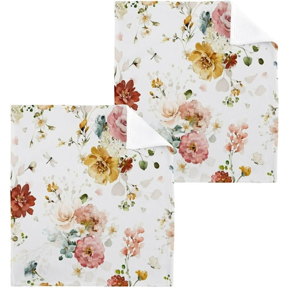 GZHJMY Vintage Flowers Wash Cloth Set of 6, 12 x 12 Inch Cotton Baby Washcloths Absorbent and Super Soft Feel Fingertip Towel Face Towels for Bathroom, Gym, Spa