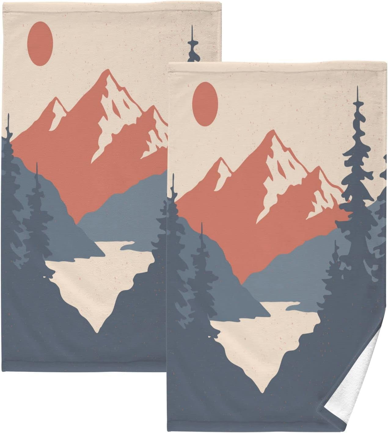 GZHJMY Vintage Mountain Landscape Print Pure Cotton Hand Towels for ...