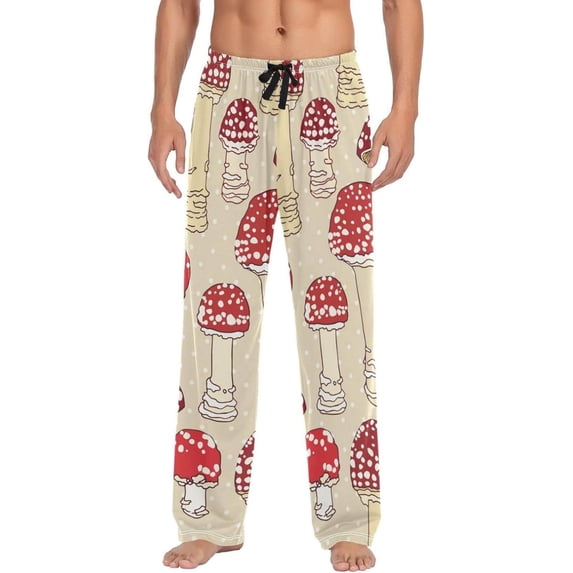 GZHJMY Vintage Mushroom Pajama Pants For Men, Men's Separate Bottoms, Small, Lounge Pants with Pockets, Christmas New Year Birthday Gifts, Small, Christmas New Year Birthday Gifts, Small