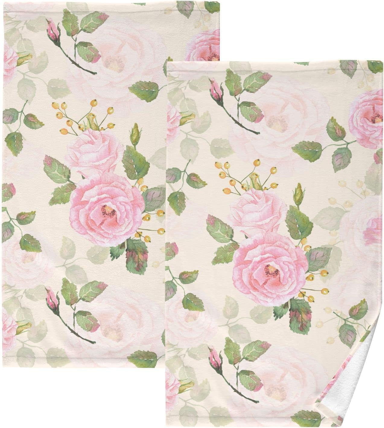GZHJMY Vintage Pink Rose Flower Floral Hand Towels for Bathroom 1OO