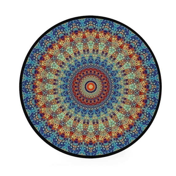 GZHJMY Vintage Style 48In Round Rugs for Living Room, Non-Slip Coral Velvet Long Runner Rugs, Washable Water Absorbent Mat Carpet for Bedroom Kitchen Kids Room