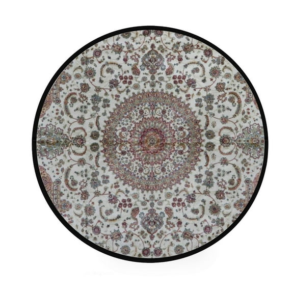 GZHJMY Vintage Style 48In Round Rugs for Living Room, Non-Slip Coral Velvet Long Runner Rugs, Washable Water Absorbent Mat Carpet for Bedroom Kitchen Kids Room