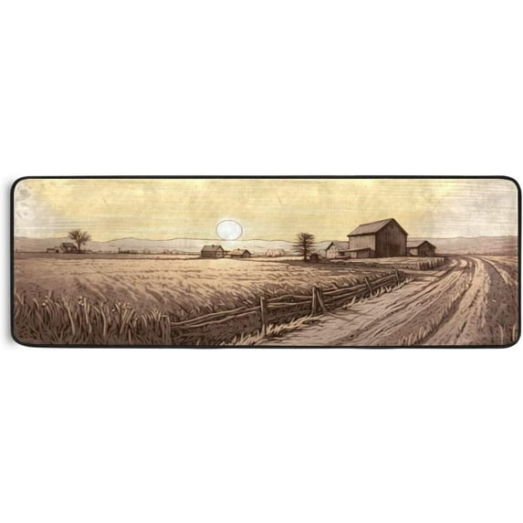 GZHJMY Vintage Style Country Area Rug - 2' x 6' Washable Runner Rugs with Rubber Backing - Non Skid Floor Carpet for Indoor Living Room Hallway Kitchen Carpet Runner