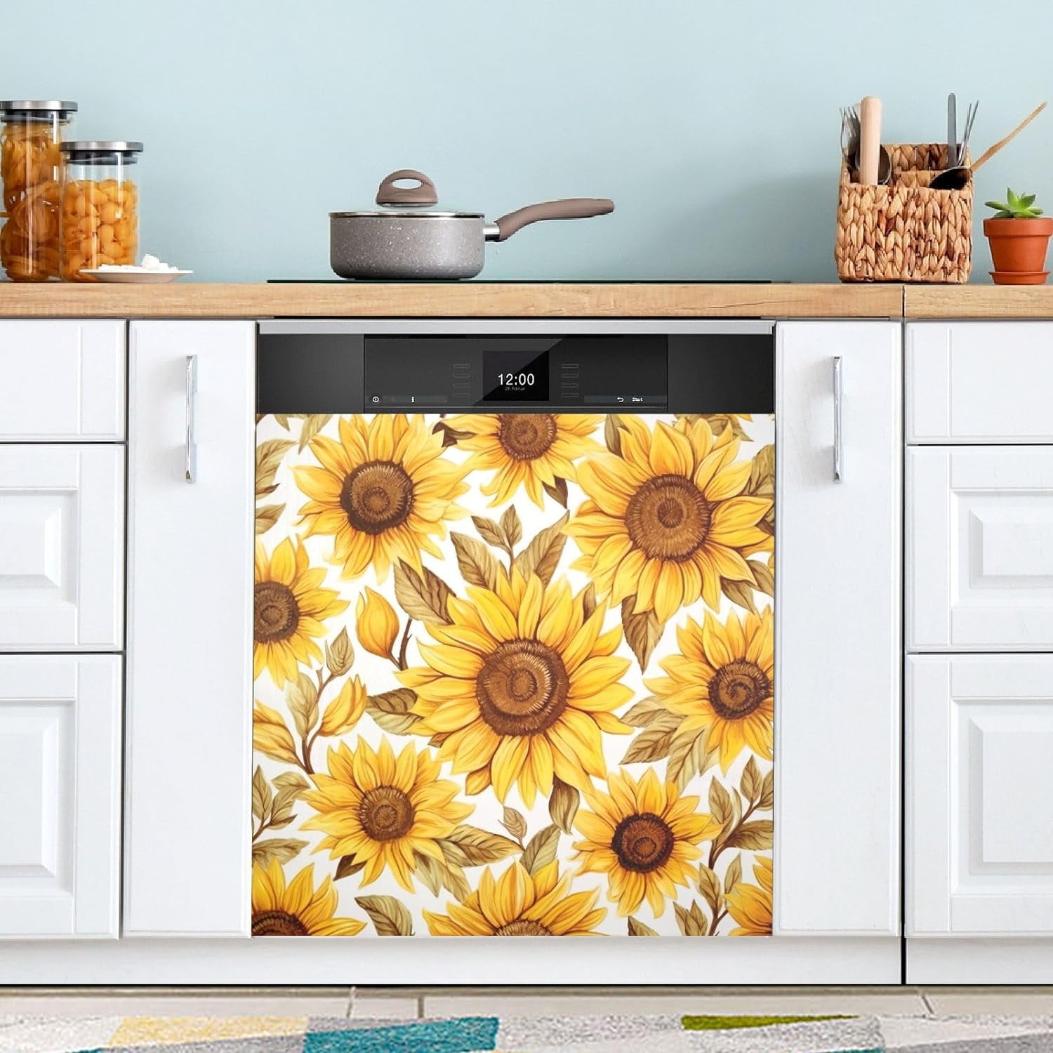 GZHJMY Vintage Sunflower Dishwasher Magnet Cover Dishwasher Front Door ...
