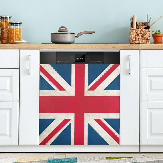 GZHJMY Vintage Union Jack British Flag Dishwasher Magnet Cover Stickerative Refrigerator Magnet Panel Decal Cover for Home Kitchen Appliance Home Decor