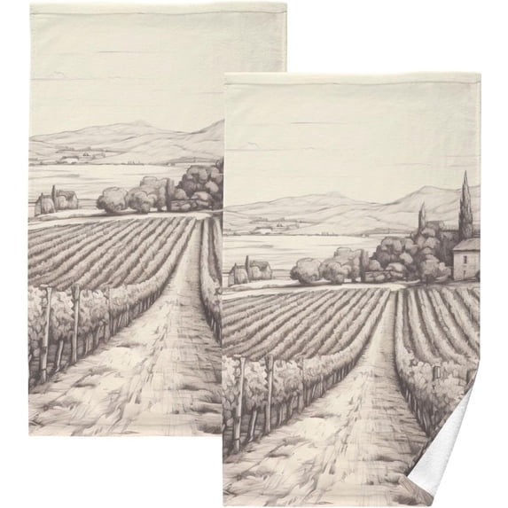 GZHJMY Vintage Vineyard Hand Towels Set of 2 Pack - 16 x 28 Inches Extra Absorbent Pure Washcloth Towels, Super Soft Hand Towel for Bathroom, Hotel, Kitchen, Gym