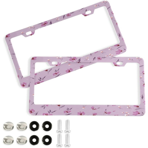 GZHJMY Violet Roland License Plate Frames Set of 2, Universal Aluminum License Plate Holders 2 Holes Car Tag Frames Automotive Exterior Accessories with Screw Caps Decorative