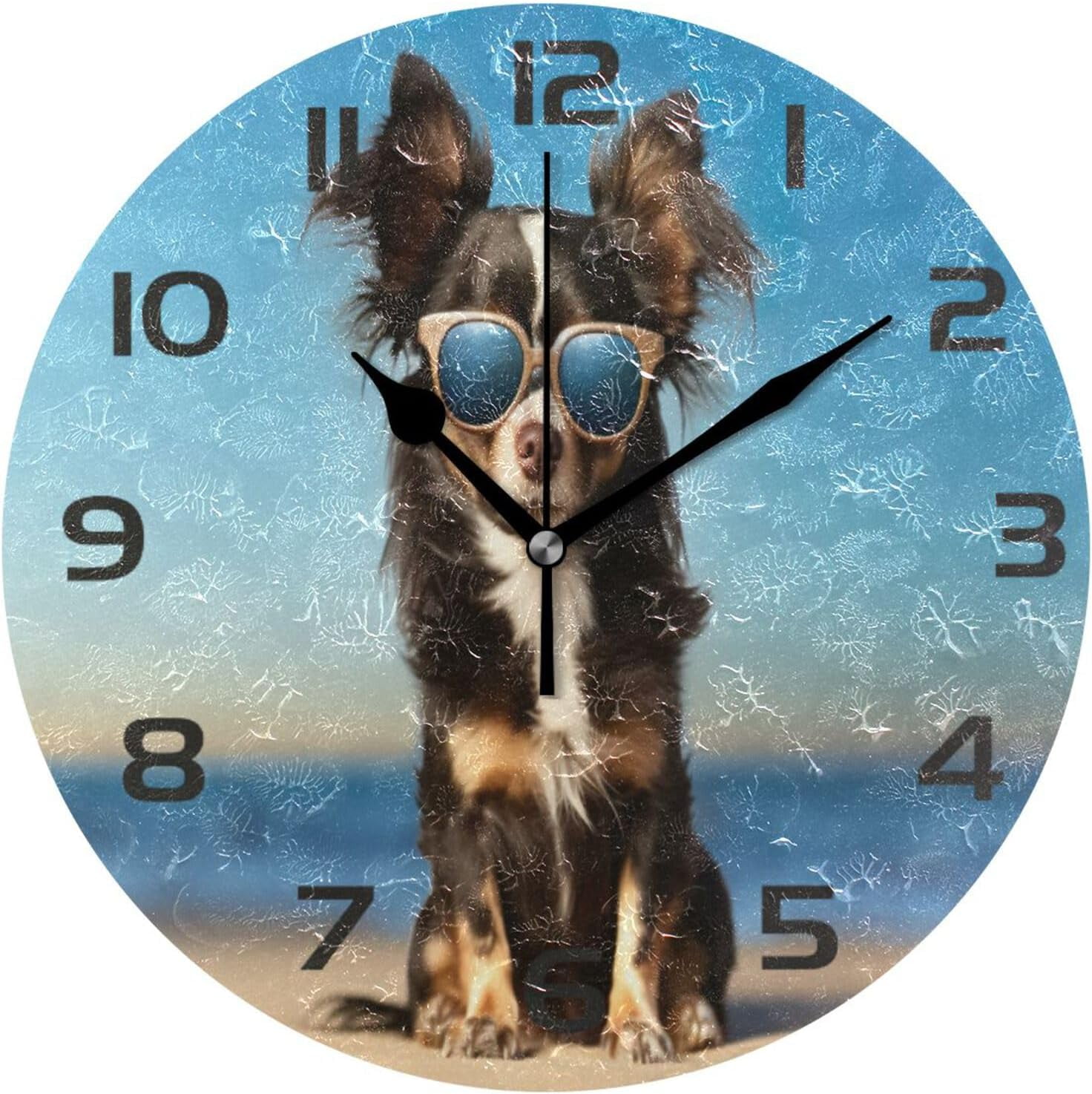 GZHJMY Wall Clock Chihuahua Dog 10 Inch Silent Non Ticking Quality ...