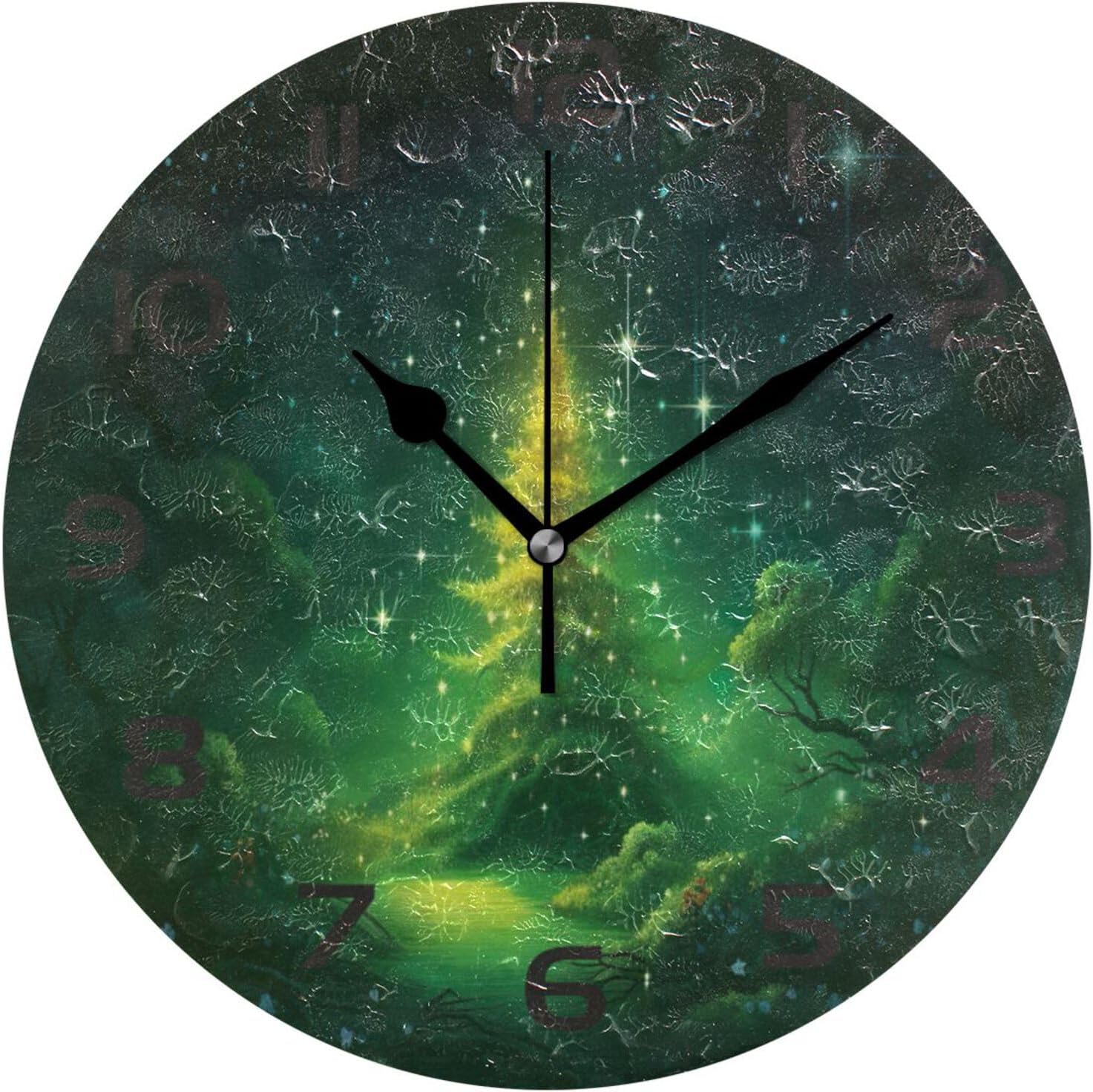 GZHJMY Wall Clock Christmas Tree 10 Inch Silent Non Ticking Quality ...