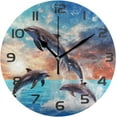 thumbnail image 1 of GZHJMY Wall Clock Cute Dolphins 10 Inch Silent Non Ticking Quality Quartz Battery Operated Digital Round Easy to Read for Home Office Kitchen Decorative, 1 of 7