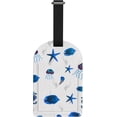 thumbnail image 1 of GZHJMY Watercolor Blue Jellyfish Seahorse Starfish Luggage Tags 1 Piece, PU Leather Travel ID Label with Privacy Name Card Cover for Travel Bag Suitcase Decoration, 1 of 6