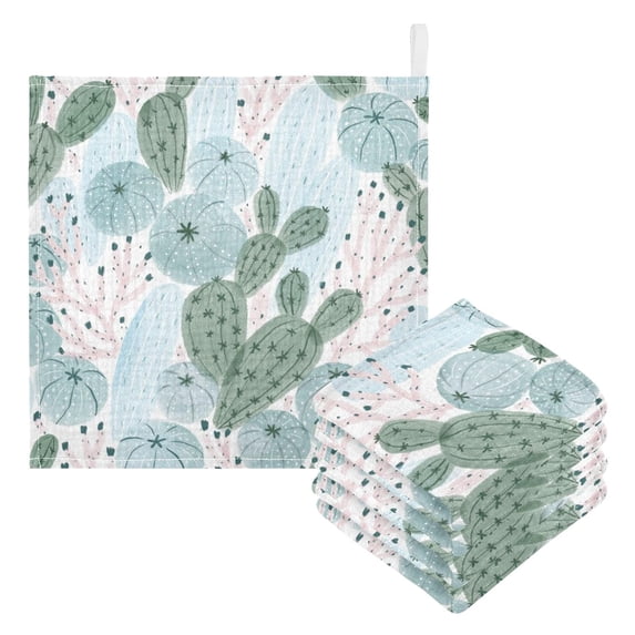 GZHJMY Watercolor Cactus Baby Washcloths Set Newborn Bath Face Towel Cotton Reusable Wipes Towels Soft Highly Absorbent Pack of 5