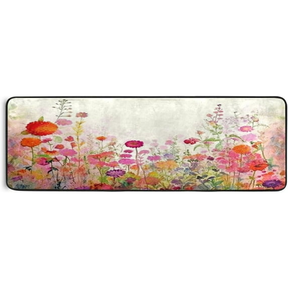 GZHJMY Watercolor Floral Non-Slip Runner Rug Area Rug Washable Rectangle Rug for Bedroom Living Room Bathroom Hallways Home Decor 72x24 Inches#139