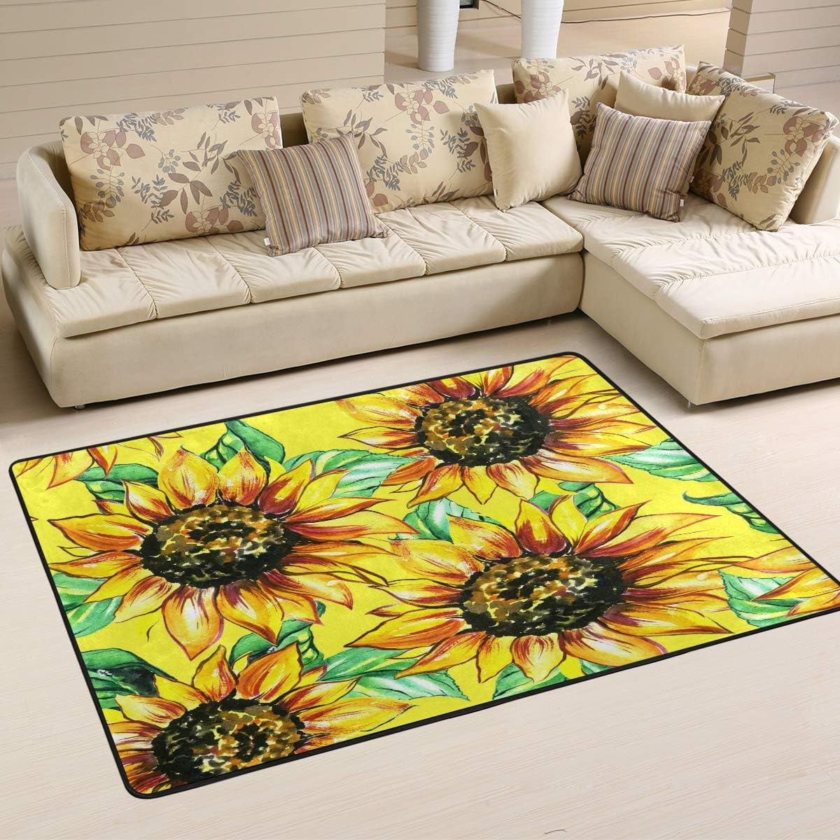GZHJMY Watercolor Flower Vintage Sunflower Area Rug 2x3 Soft Rugs ...