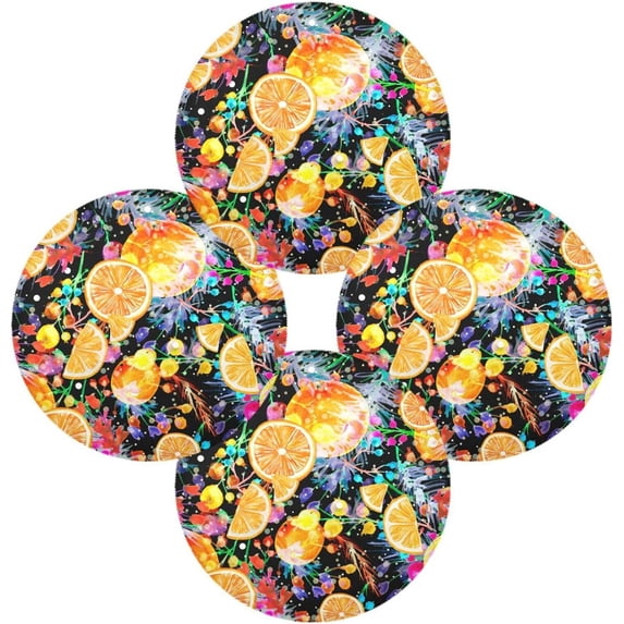 GZHJMY Watercolor Fruits Round Placemats Set of 4,Non-Slip Heat Resistant Washable Table Mats for Kitchen Dining Table Decoration,15.4"
