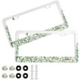 thumbnail image 1 of GZHJMY Watercolor Leaves License Plate Frame 2 Pack 2 Holes Car Aluminum License Plate Holder Automotive Parts Decoration Universal with Screw Caps Cover, 1 of 7