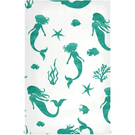 GZHJMY Watercolor Mermaid Green Kitchen Towels Set of 1 Dishcloths Hand Towels Tea Towels Ultra Absorbent for Cleaning Washing Drying Dishes Tableware 28'' x 18''