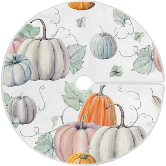GZHJMY Watercolor Pumpkin Christmas Tree Skirt 48" Christmas Decorations Indoor Outdoor Tree Skir for Home Holiday Party Decorations Gift