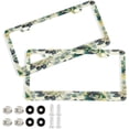 thumbnail image 1 of GZHJMY Watercolor Rose License Plate Frame 2 Pack 2 Holes Car Aluminum License Plate Holder Automotive Parts Decoration Universal with Screw Caps Cover, 1 of 7