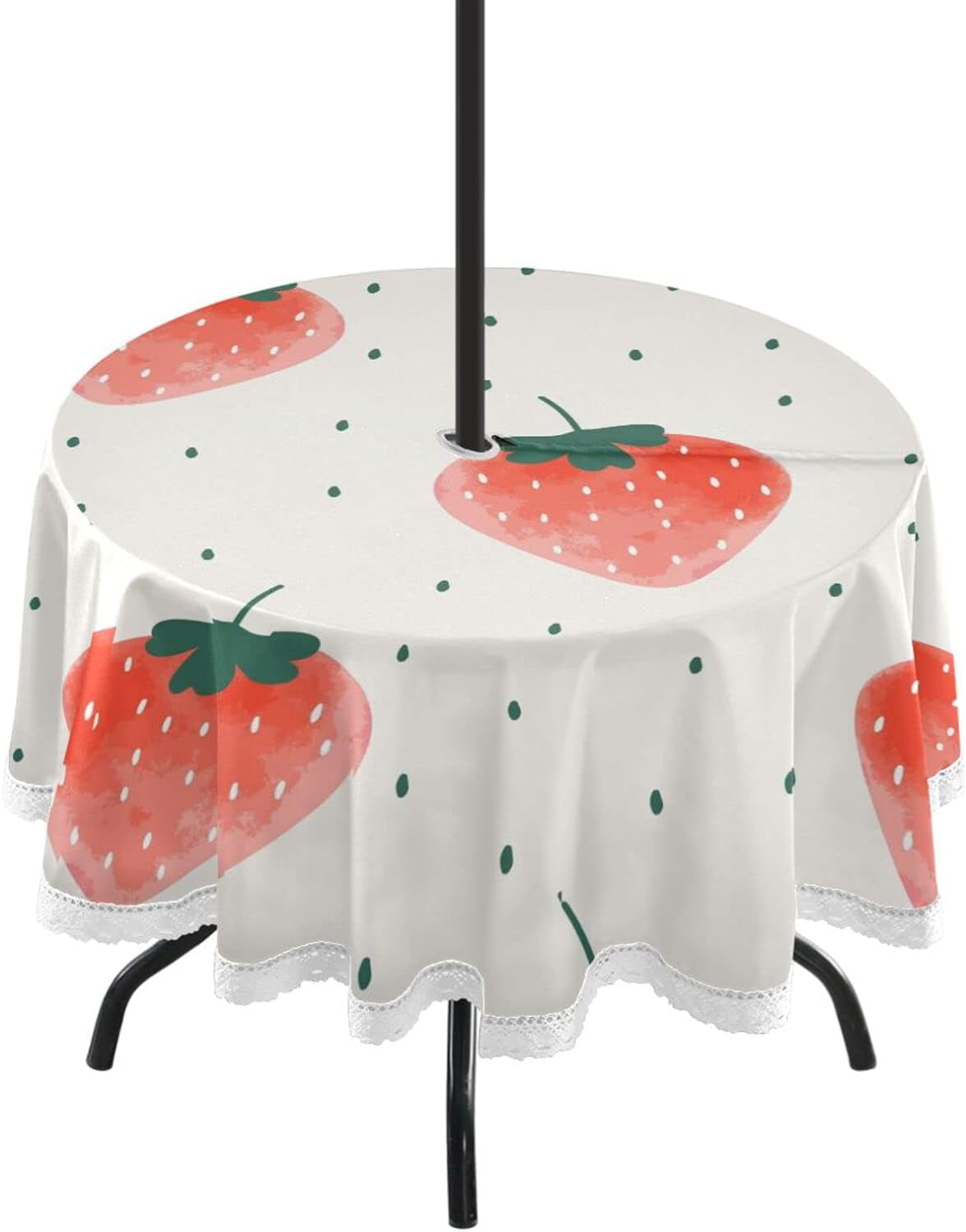 GZHJMY Watercolor Strawberry 60 Inch Round Tablecloth with Zipper