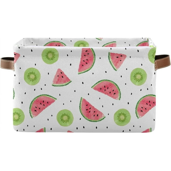 GZHJMY Watermelon Slices Foldable Canvas Storage Bin, Sturdy Fabric Storage Basket with Handles, Storage Cube Box for Organizing Shelf Nursery Toy Closet 1PCS#1280