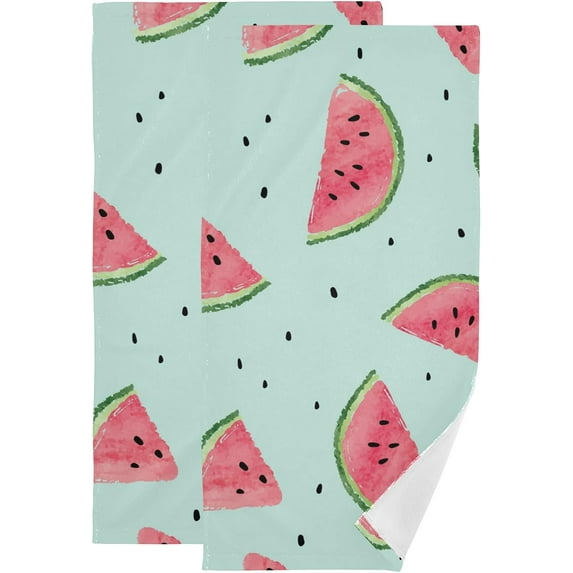 GZHJMY Watermelon Soft Hand Towels, 2 Pcs Absorbent Bath Towel Decorative Fingertip Towels for Bathroom Gym Spa Hotel Beach Swimming Pool,14.4"x 28.3"